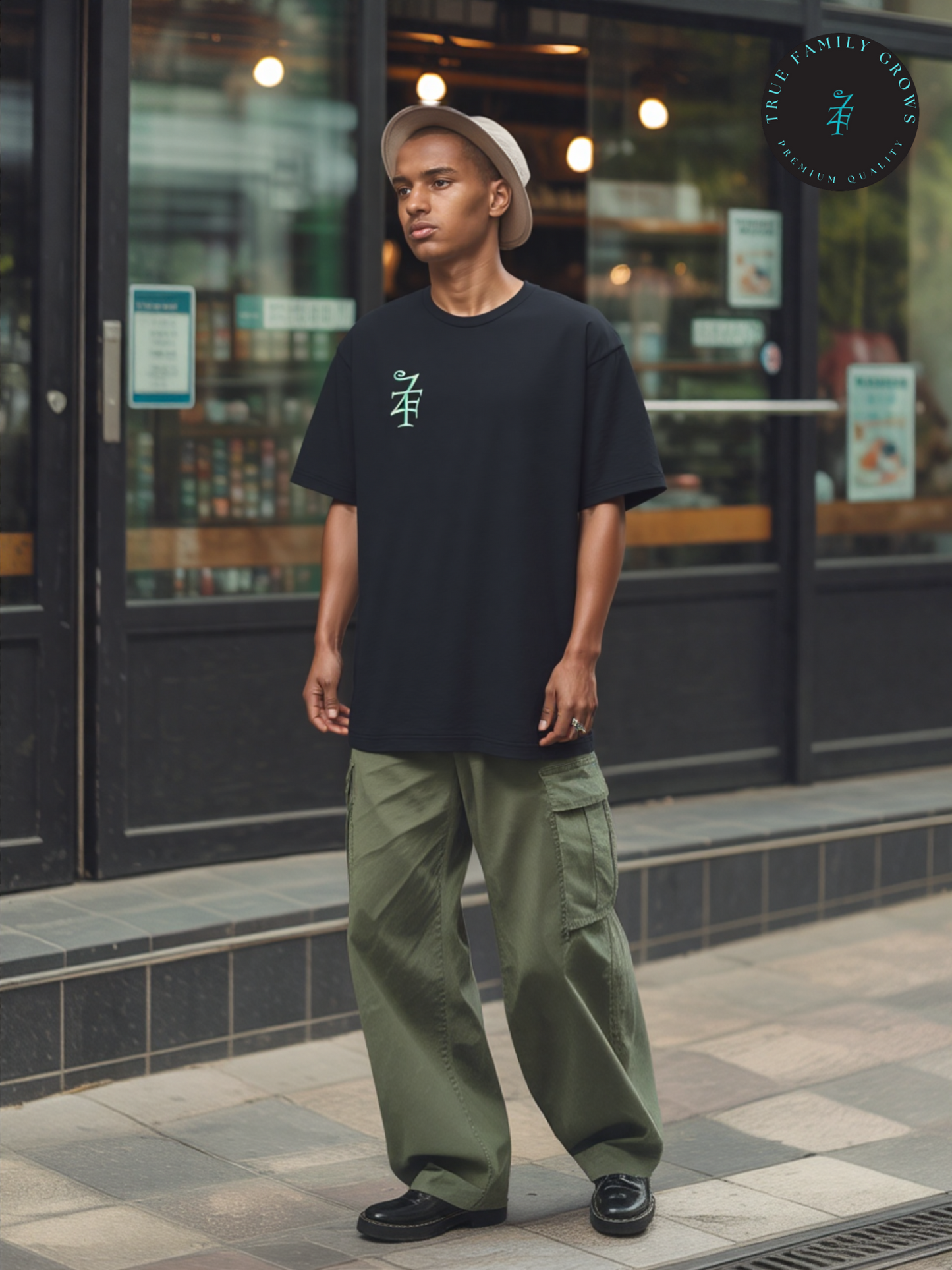 Black TFG Shirt with Light Green Logo